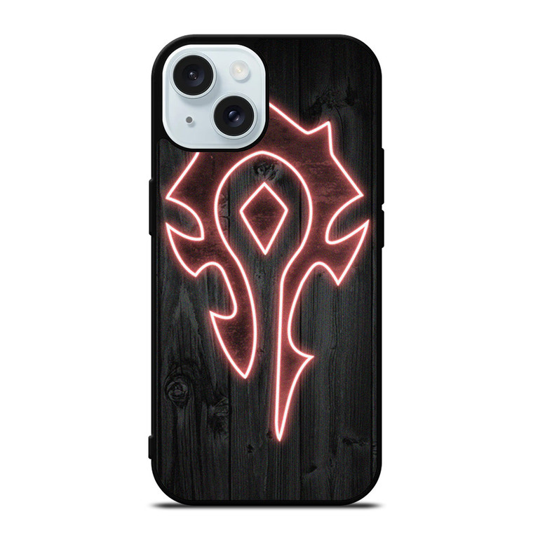 WORLD OF WARCRAFT HORDE WOOD LOGO iPhone 15 Case Cover