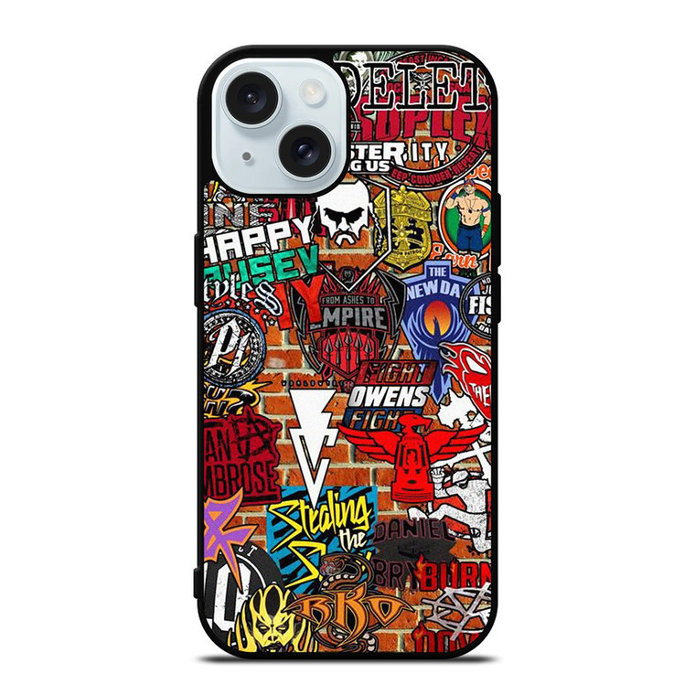 WWE WRESTLING SHIELD SYMBOL COLLAGE iPhone 15 Case Cover WWE WRESTLING SHIELD SYMBOL COLLAGE iPhone 15 Case Cover