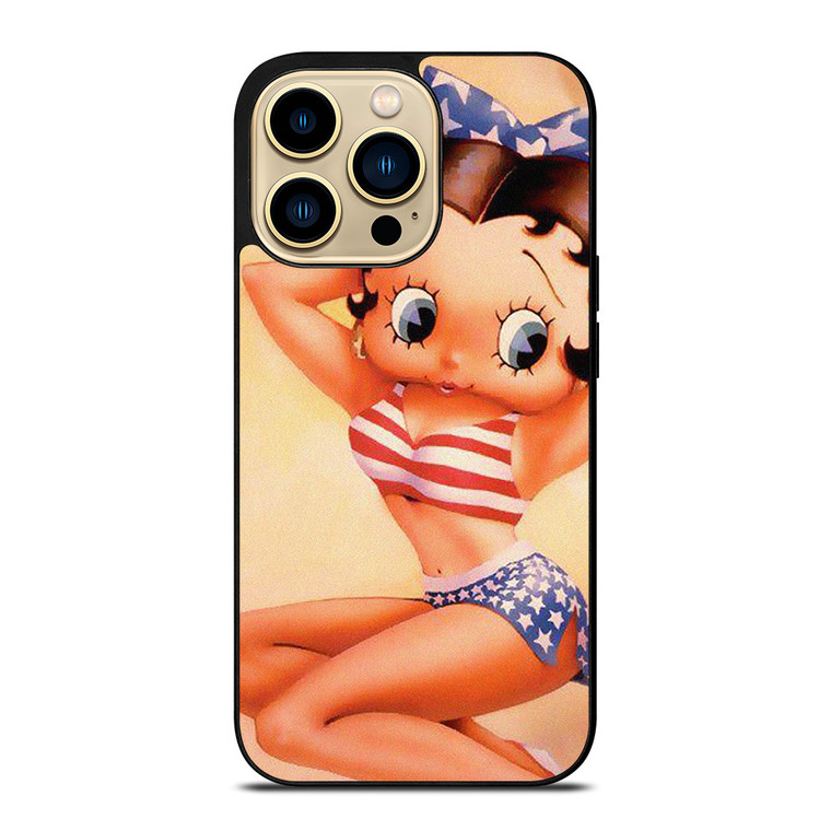 BETTY BOOP AMERICAN FLAG CARTOON iPhone 14 Pro Max Case Cover