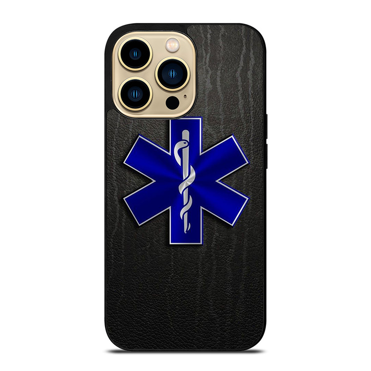 EMT EMS REGISTERED PARAMEDIC LEATHER SYMBOL iPhone 14 Pro Max Case Cover