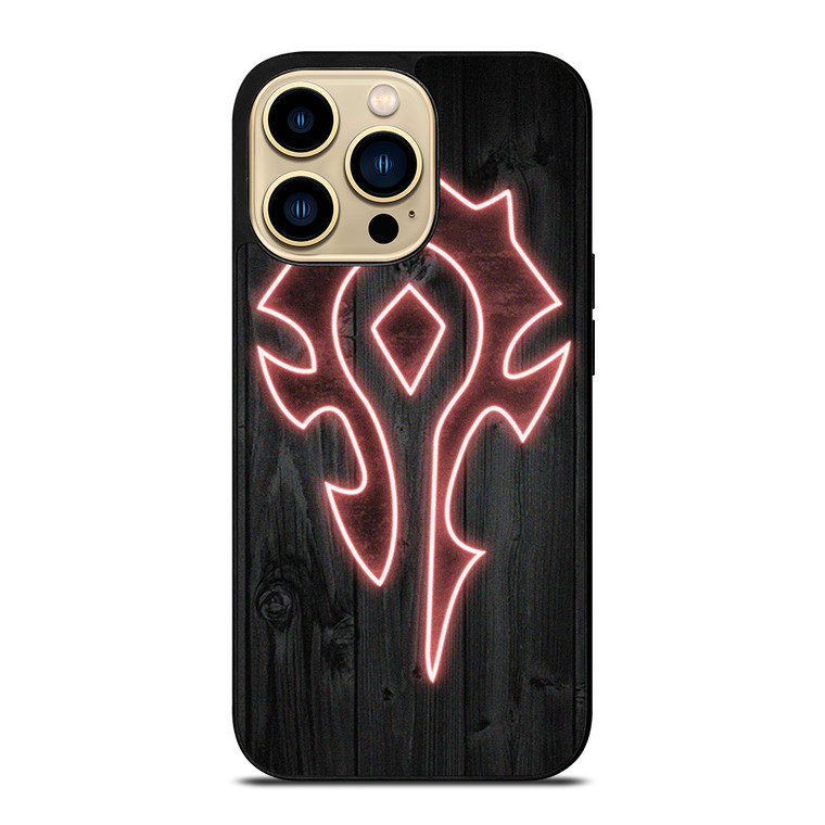 WORLD OF WARCRAFT HORDE WOOD LOGO iPhone 14 Pro Max Case Cover