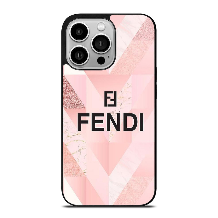 FENDI ROMA PINK TAPESTRY LOGO iPhone 14 Pro Case Cover