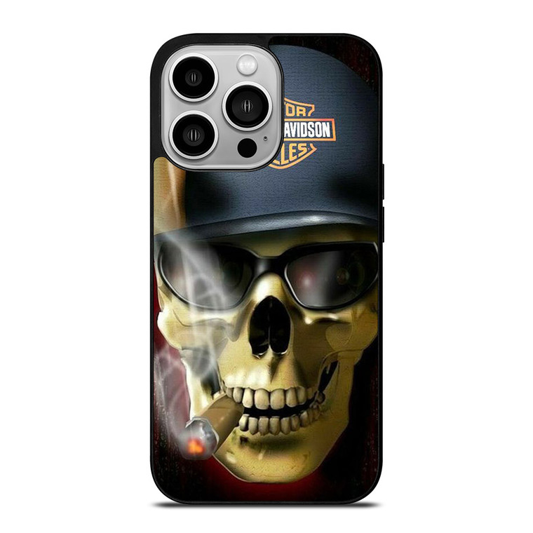 HARLEY DAVIDSON MOTOR SKULL SMOKING iPhone 14 Pro Case Cover
