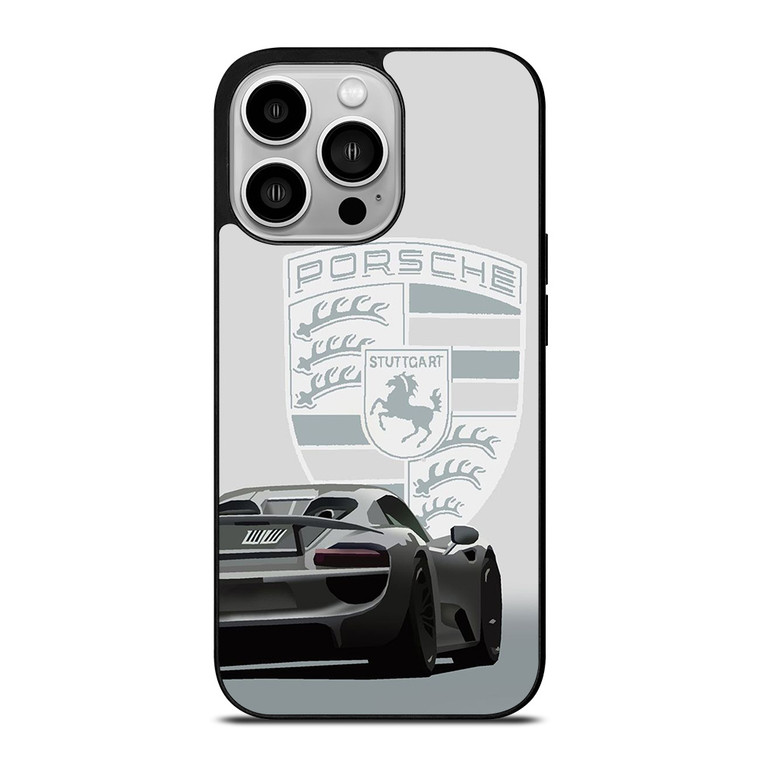 PORSCHE STUTTGART 918 SPYDER POSTER WHITE iPhone 14 Pro Case Cover