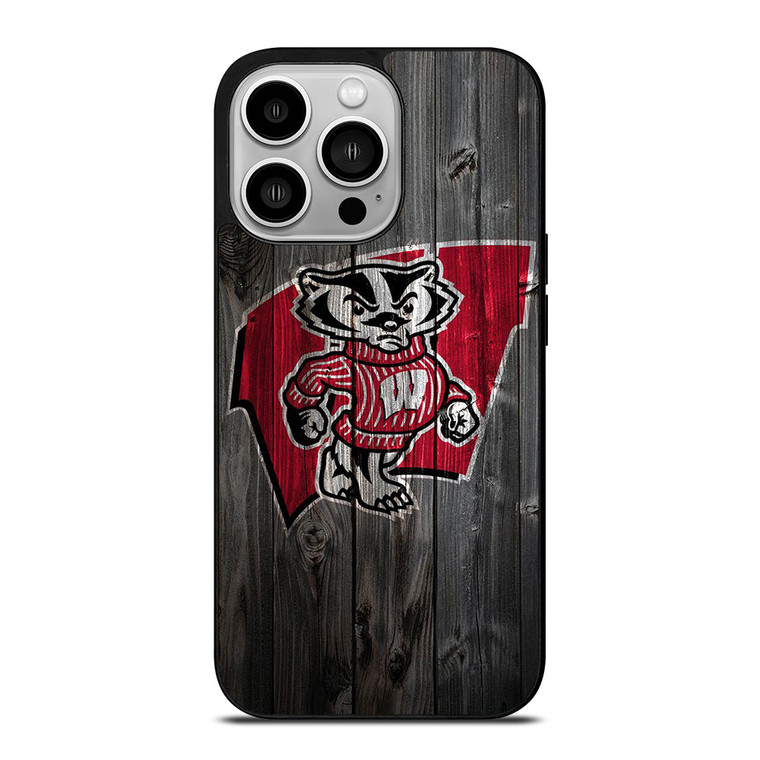 WISCONSIN BADGERS WOOD LOGO iPhone 14 Pro Case Cover