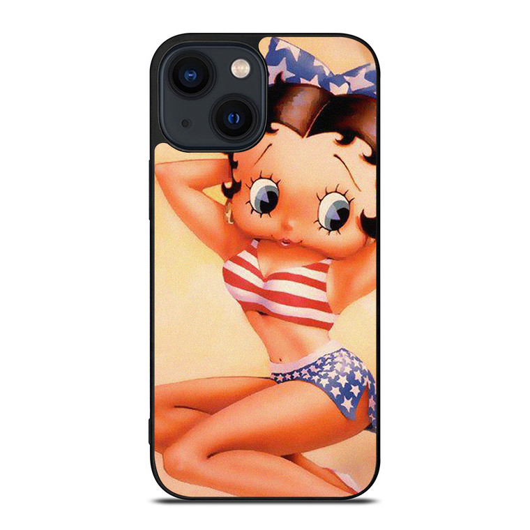 BETTY BOOP AMERICAN FLAG CARTOON iPhone 14 Plus Case Cover