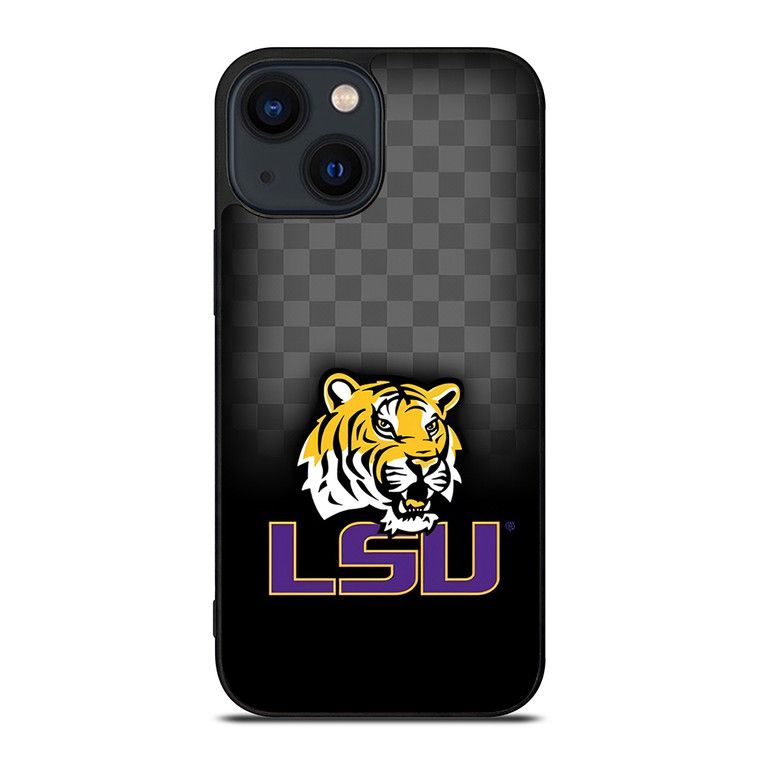 LSU TIGERS FOOTBALL CHECKERBOARD LOGO iPhone 14 Plus Case Cover