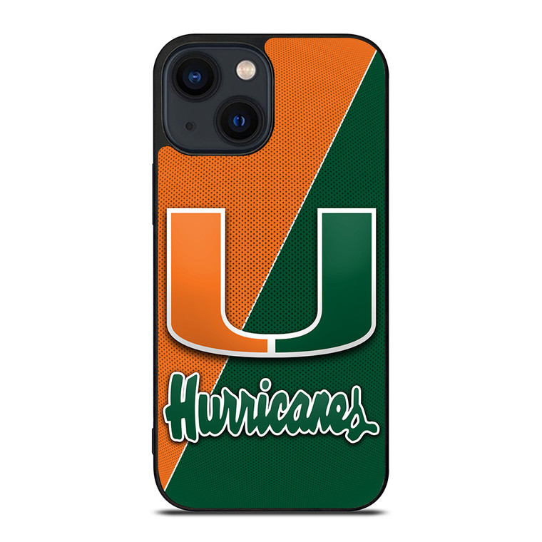 MIAMI HURRICANES LOGO CARBON iPhone 14 Plus Case Cover MIAMI HURRICANES LOGO CARBON iPhone 14 Plus Case Cover