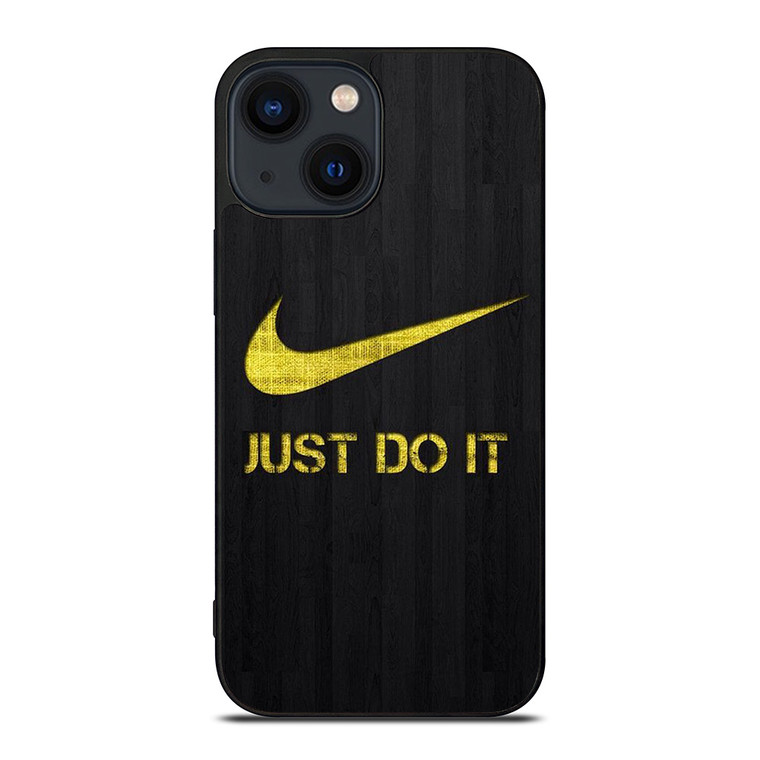 NIKE JUST DO IT WOOD LOGO YELLOW iPhone 14 Plus Case Cover