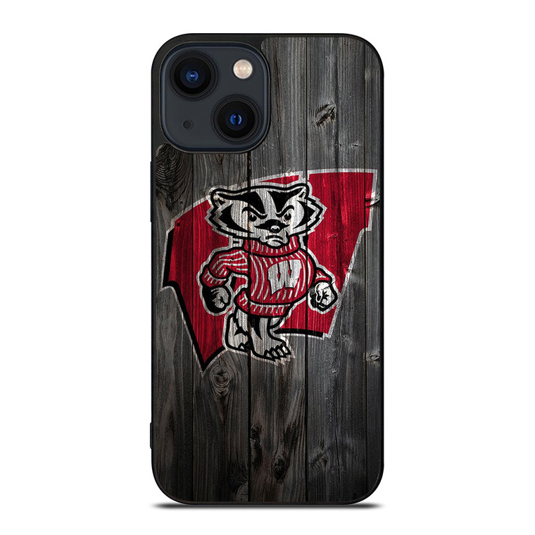 WISCONSIN BADGERS WOOD LOGO iPhone 14 Plus Case Cover