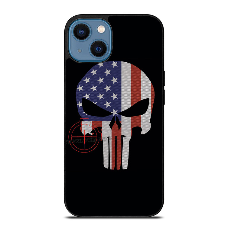 AMERICAN FLAG PUNISHER iPhone 14 Case Cover