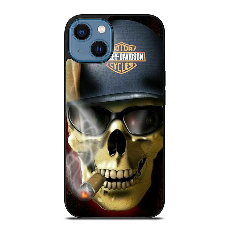 HARLEY DAVIDSON MOTOR SKULL SMOKING iPhone 14 Case Cover
