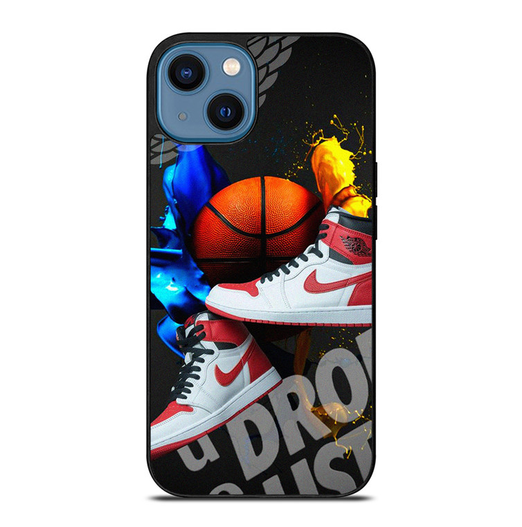NIKE AIR JORDAN SPLASHED SNEAKERS iPhone 14 Case Cover NIKE AIR JORDAN SPLASHED SNEAKERS iPhone 14 Case Cover