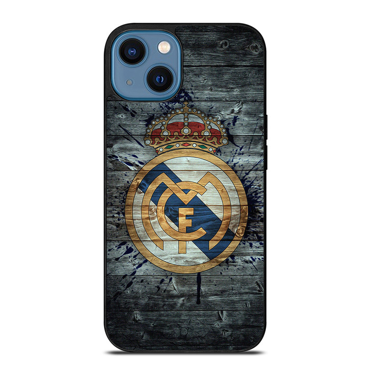 REAL MADRID FOOTBALL WOOD LOGO iPhone 14 Case Cover REAL MADRID FOOTBALL WOOD LOGO iPhone 14 Case Cover