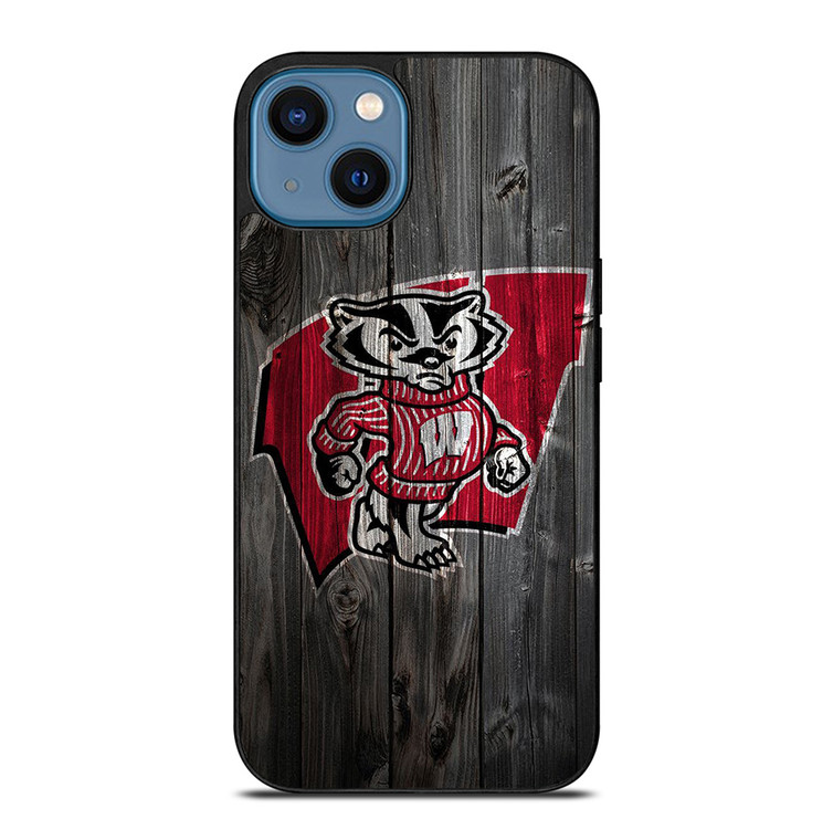 WISCONSIN BADGERS WOOD LOGO iPhone 14 Case Cover