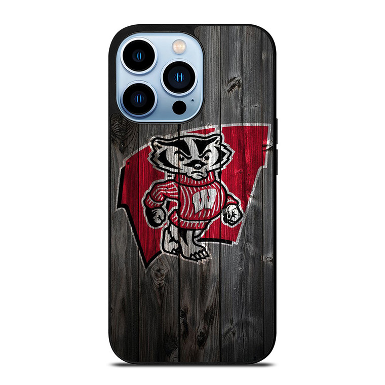 WISCONSIN BADGERS WOOD LOGO iPhone 13 Pro Max Case Cover