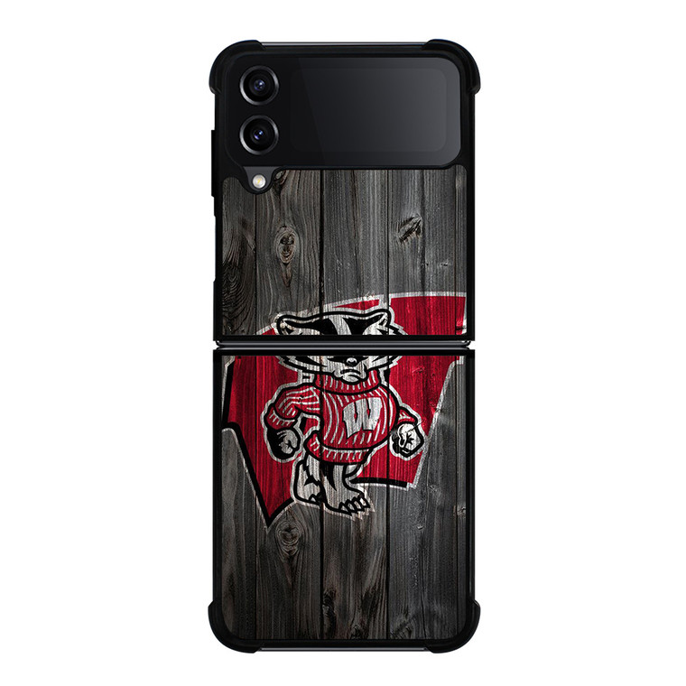 WISCONSIN BADGERS WOOD LOGO Samsung Galaxy Z Flip 4 Case Cover