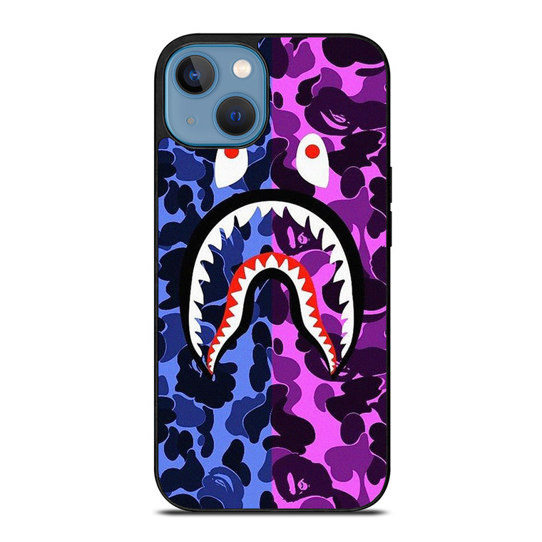 BAPE SHARK BLUE PURPLE iPhone 13 Case Cover