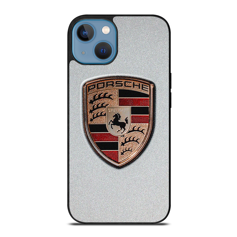 PORSCHE SILVER METAL EMBLEM iPhone 13 Case Cover