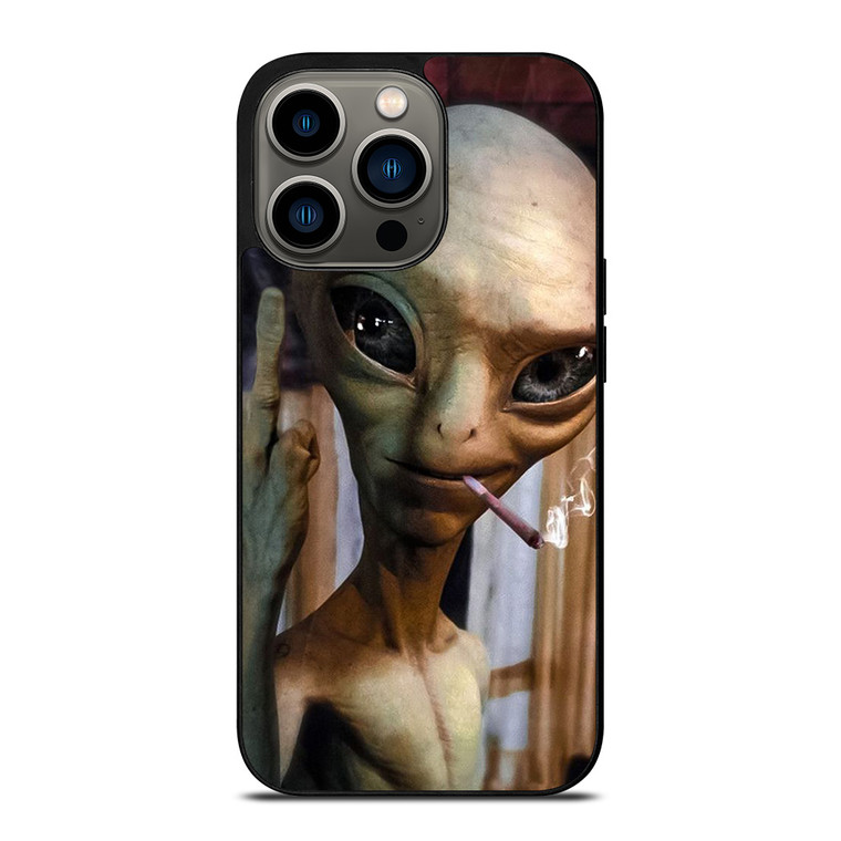 ALIEN MIDDLE FINGER SMOKING iPhone 13 Pro Case Cover