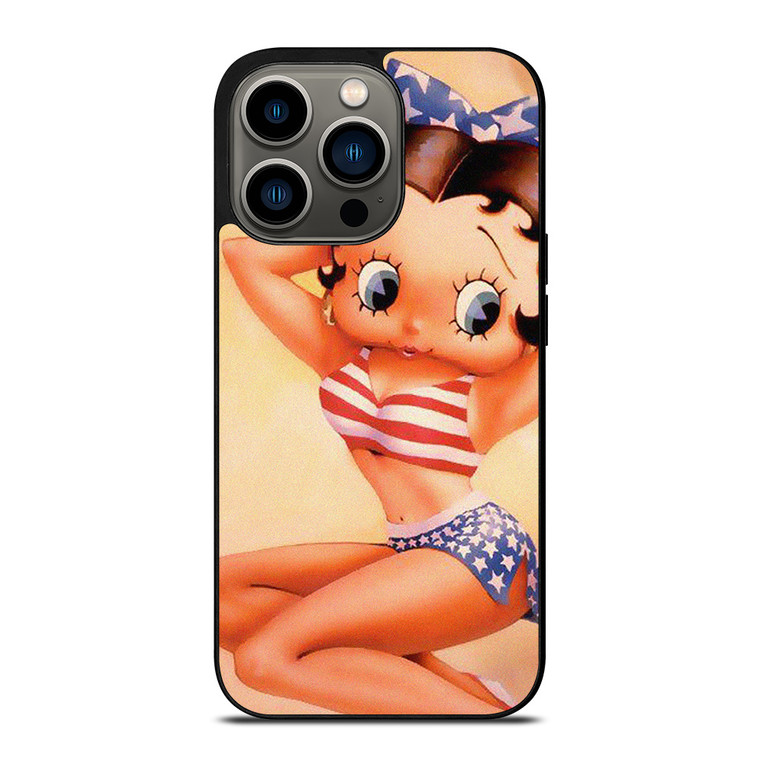 BETTY BOOP AMERICAN FLAG CARTOON iPhone 13 Pro Case Cover