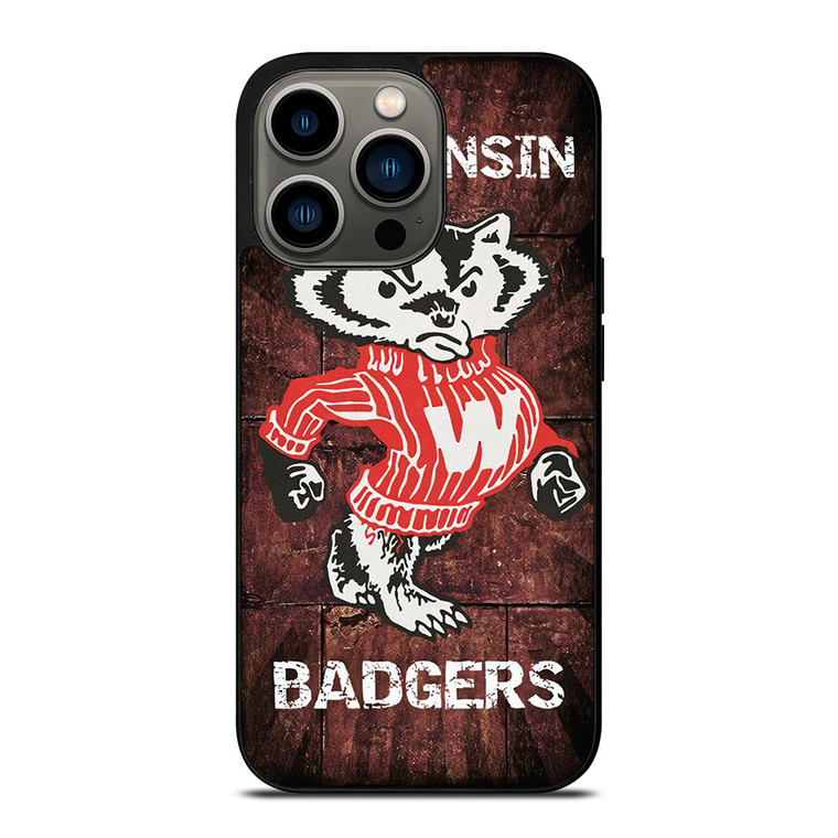 WISCONSIN BADGERS RUSTY SYMBOL iPhone 13 Pro Case Cover