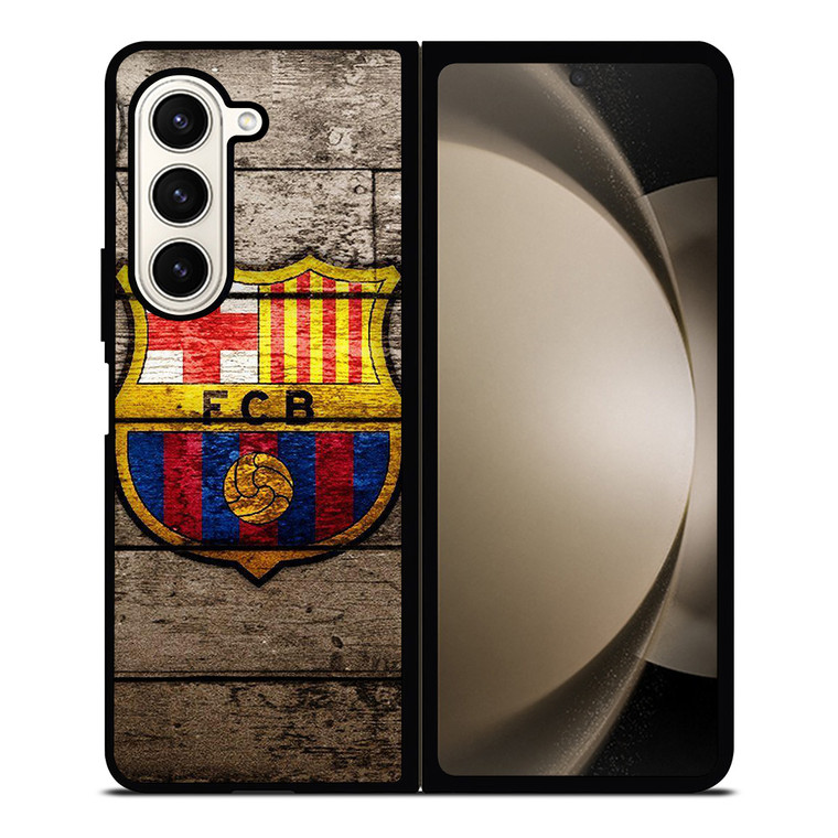 FC BARCELONA WOOD LOGO Samsung Galaxy Z Fold 5 Case Cover