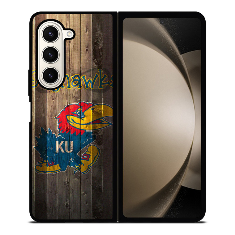 KANSAS JAYHAWKS WOOD LOGO Samsung Galaxy Z Fold 5 Case Cover