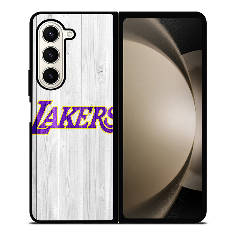LOS ANGELES LA LAKERS WHITE WOOD Samsung Galaxy Z Fold 5 Case Cover