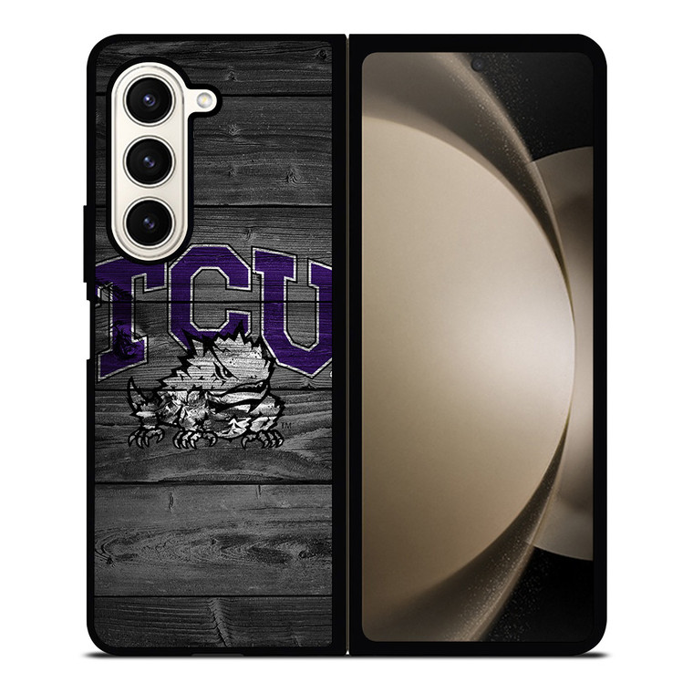 TCU HORNED FROGS FOOTBALL WOOD LOGO Samsung Galaxy Z Fold 5 Case Cover