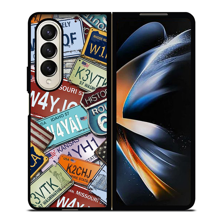 CLASSIC AMERICAN CAR PLATE Samsung Galaxy Z Fold 4 Case Cover