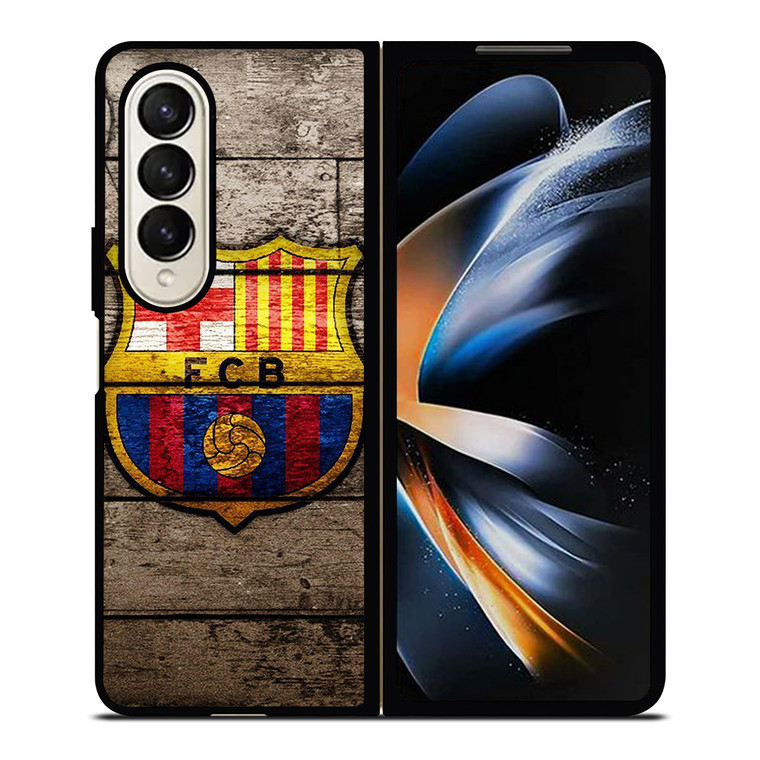 FC BARCELONA WOOD LOGO Samsung Galaxy Z Fold 4 Case Cover