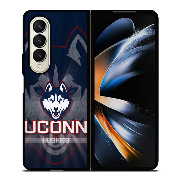 UCONN HUSKIES BASKETBALL METAL LOGO Samsung Galaxy Z Fold 4 Case Cover