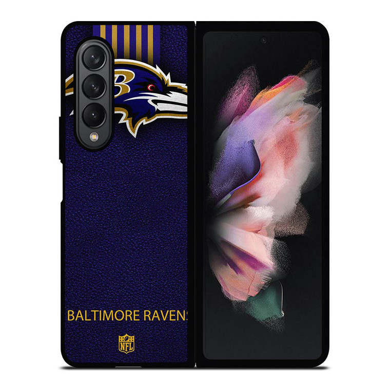 BALTIMORE RAVENS NFL LEATHER LOGO Samsung Galaxy Z Fold 3 Case Cover