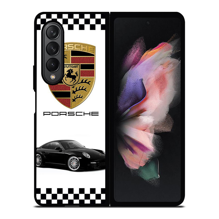 PORSCHE 911 CHECKERED EMBLEM Samsung Galaxy Z Fold 3 Case Cover