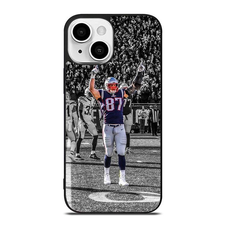 ROB GRONKOWSKI NEW ENGLAND PATRIOTS BLACK WHITE iPhone 13 Mini Case Cover