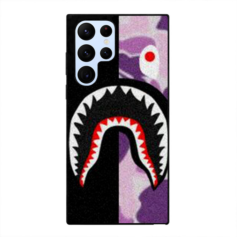 BAPE SHARK BLACK PURPLE CAMO Samsung Galaxy S22 Ultra Case Cover