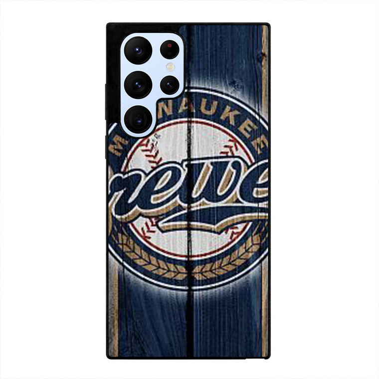 MILWAUKEE BREWERS BASEBALL WOODEN LOGO Samsung Galaxy S22 Ultra Case Cover