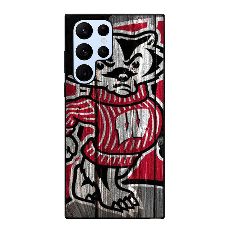 WISCONSIN BADGERS WOOD LOGO Samsung Galaxy S22 Ultra Case Cover