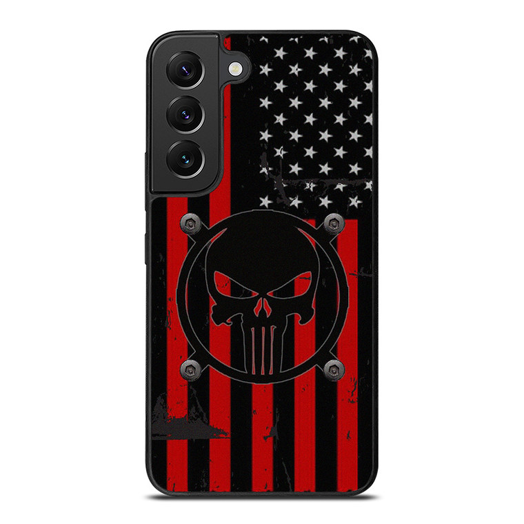 PUNISHER RED BLACK AMERICAN FLAG Samsung Galaxy S22 Plus Case Cover