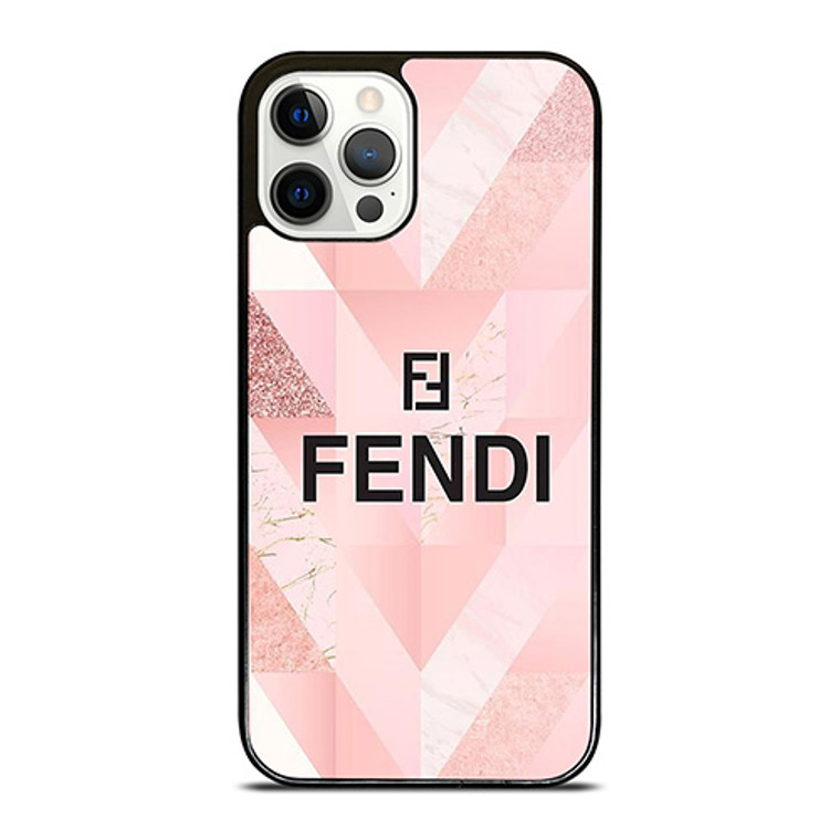 FENDI ROMA PINK TAPESTRY LOGO iPhone 12 Pro Case Cover