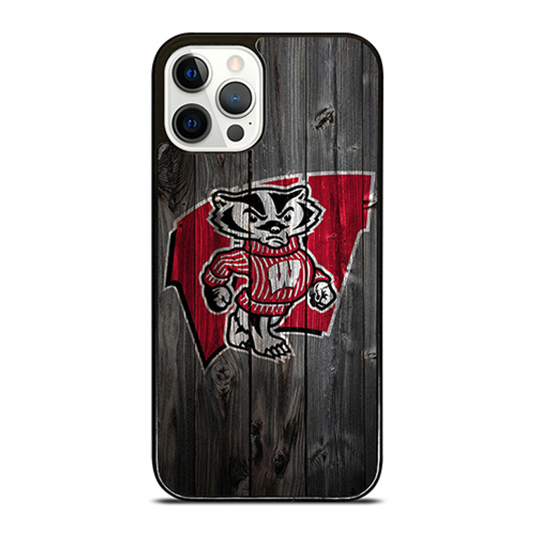 WISCONSIN BADGERS WOOD LOGO iPhone 12 Pro Case Cover