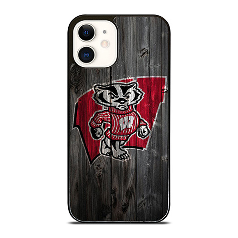 WISCONSIN BADGERS WOOD LOGO iPhone 12 Case Cover