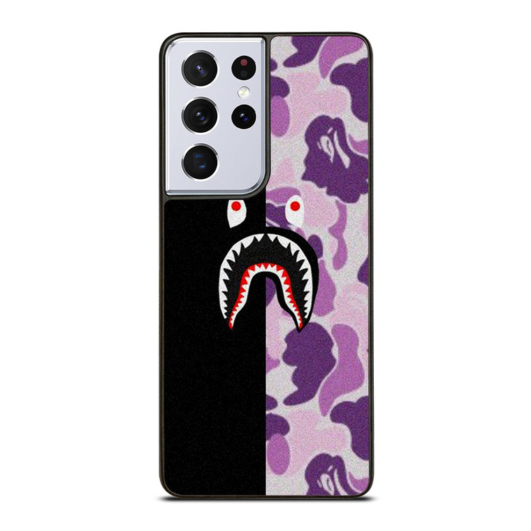 BAPE SHARK BLACK PURPLE CAMO Samsung Galaxy S21 Ultra Case Cover