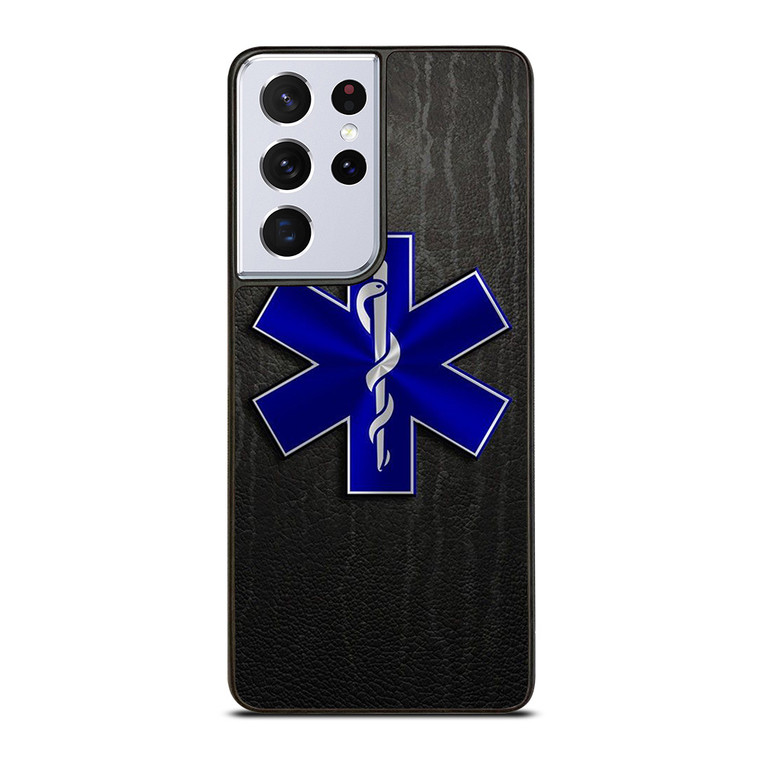 EMT EMS REGISTERED PARAMEDIC LEATHER SYMBOL Samsung Galaxy S21 Ultra Case Cover