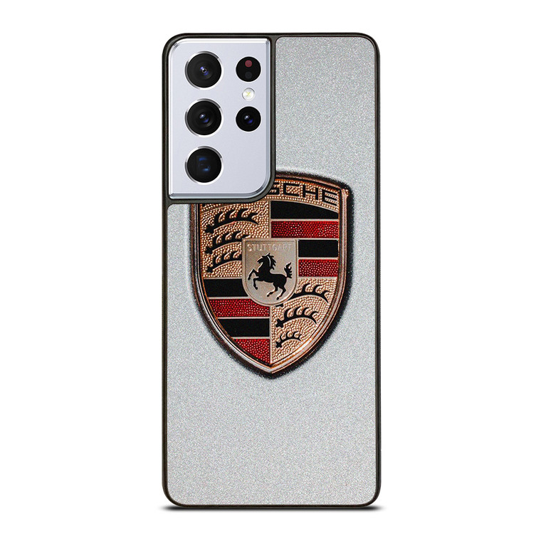 PORSCHE SILVER METAL EMBLEM Samsung Galaxy S21 Ultra Case Cover