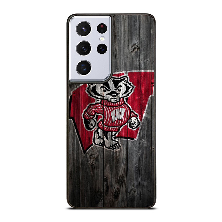 WISCONSIN BADGERS WOOD LOGO Samsung Galaxy S21 Ultra Case Cover