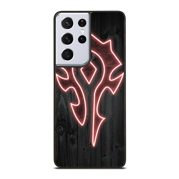 WORLD OF WARCRAFT HORDE WOOD LOGO Samsung Galaxy S21 Ultra Case Cover