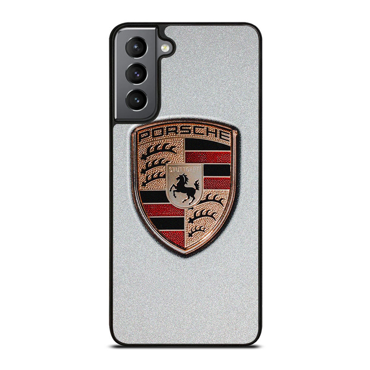 PORSCHE SILVER METAL EMBLEM Samsung Galaxy S21 Plus Case Cover
