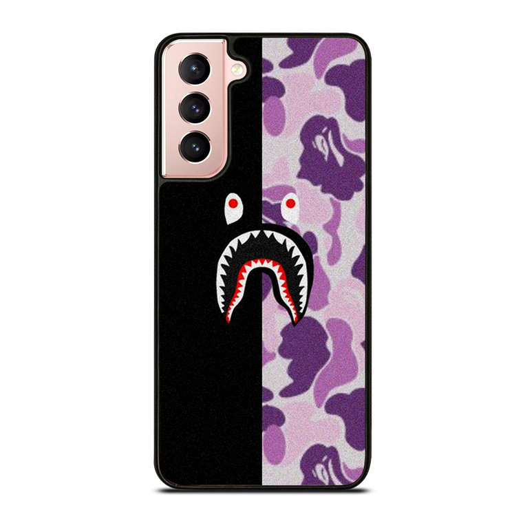BAPE SHARK BLACK PURPLE CAMO Samsung Galaxy S21 Case Cover